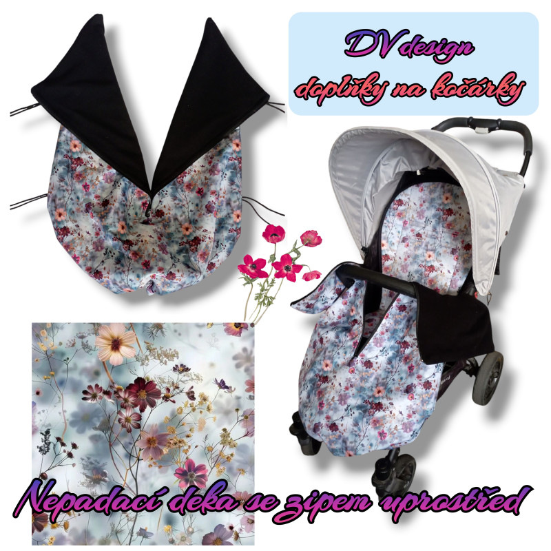 Nepadací deka se zipem uprostřed Foto květy