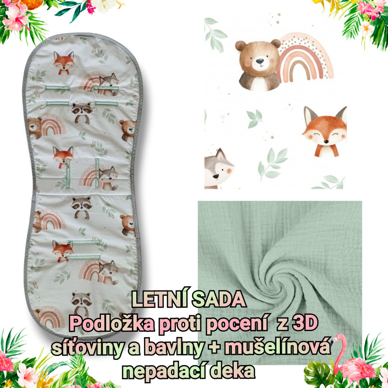 Letní sada podložka proti pocení+ mušelínová nepadací deka