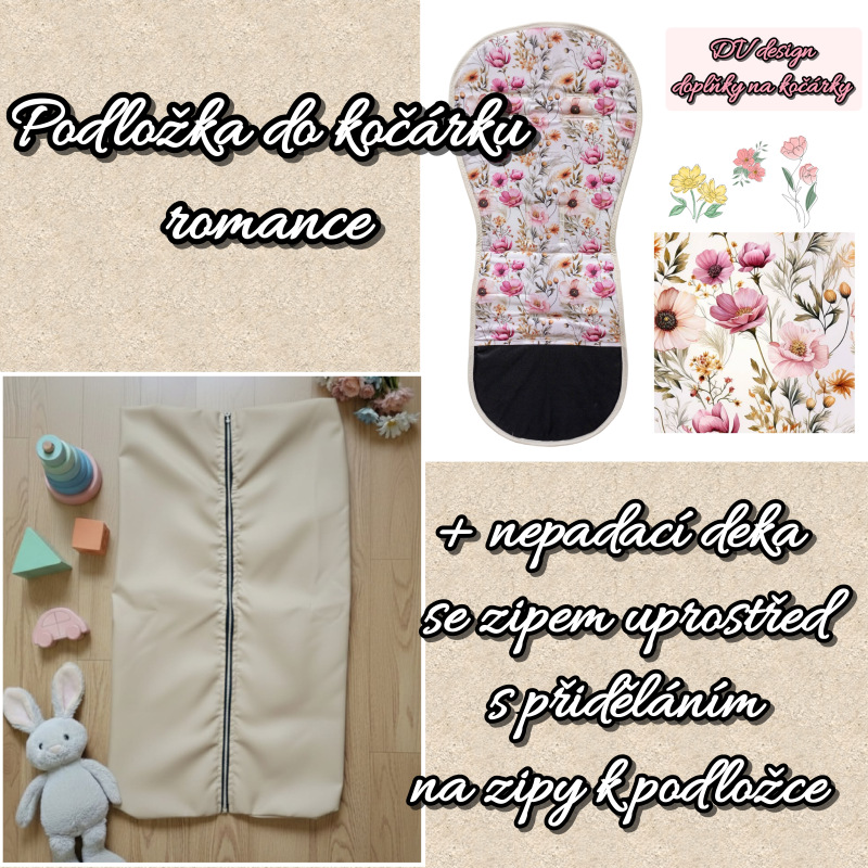 Romance podložka s připínací nepadací nepromokavou dekou