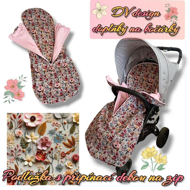 Nepadací deka se zipem uprostřed Květy 3D Elena