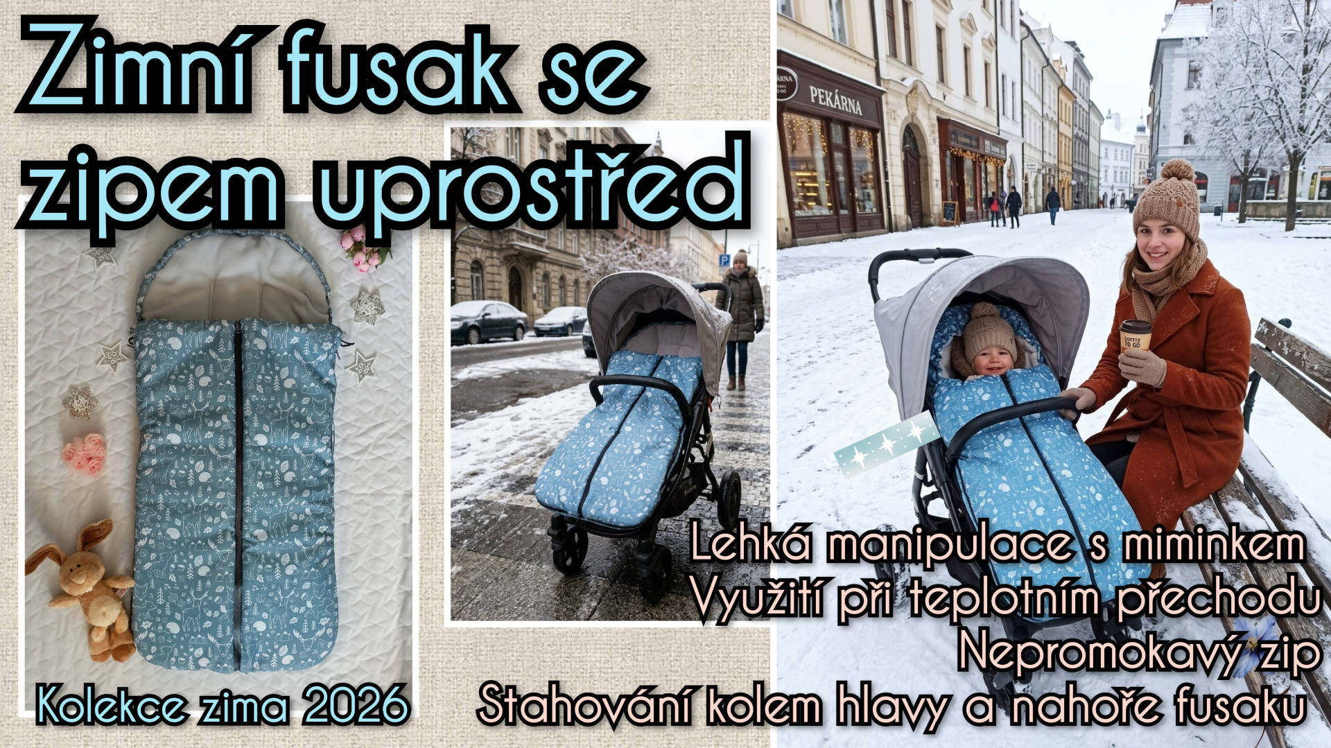 ZIMNÍ FUSAK SE ZIPEM UPROSTŘED